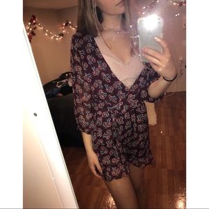 Quarter Sleeve Floral Printed Romper